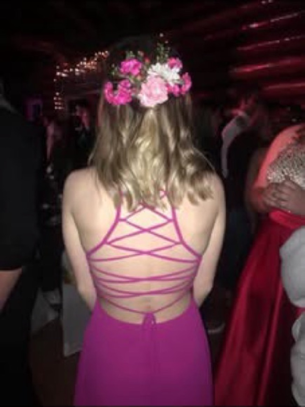 Lulu's Fuchsia Crisscross-Back Prom Dress